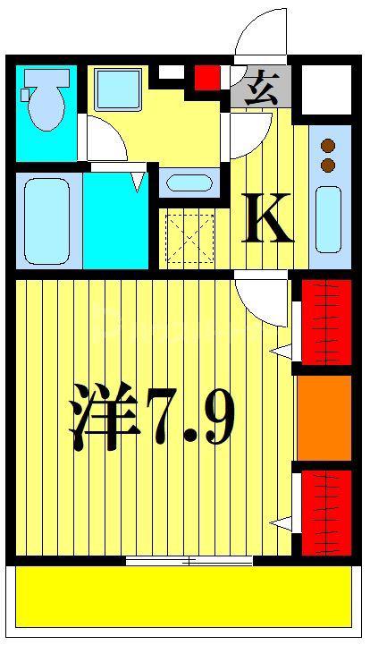 グレイス北松戸II(1K/3階)の間取り写真