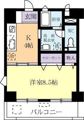 ルファールオカダ(1K/4階)の間取り写真