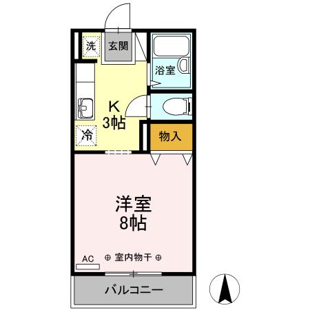 コーポブルースカイ(1K/1階)の間取り写真