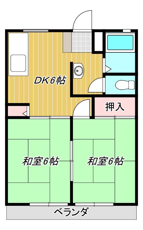 フレンドハイツ(2DK/2階)の間取り写真