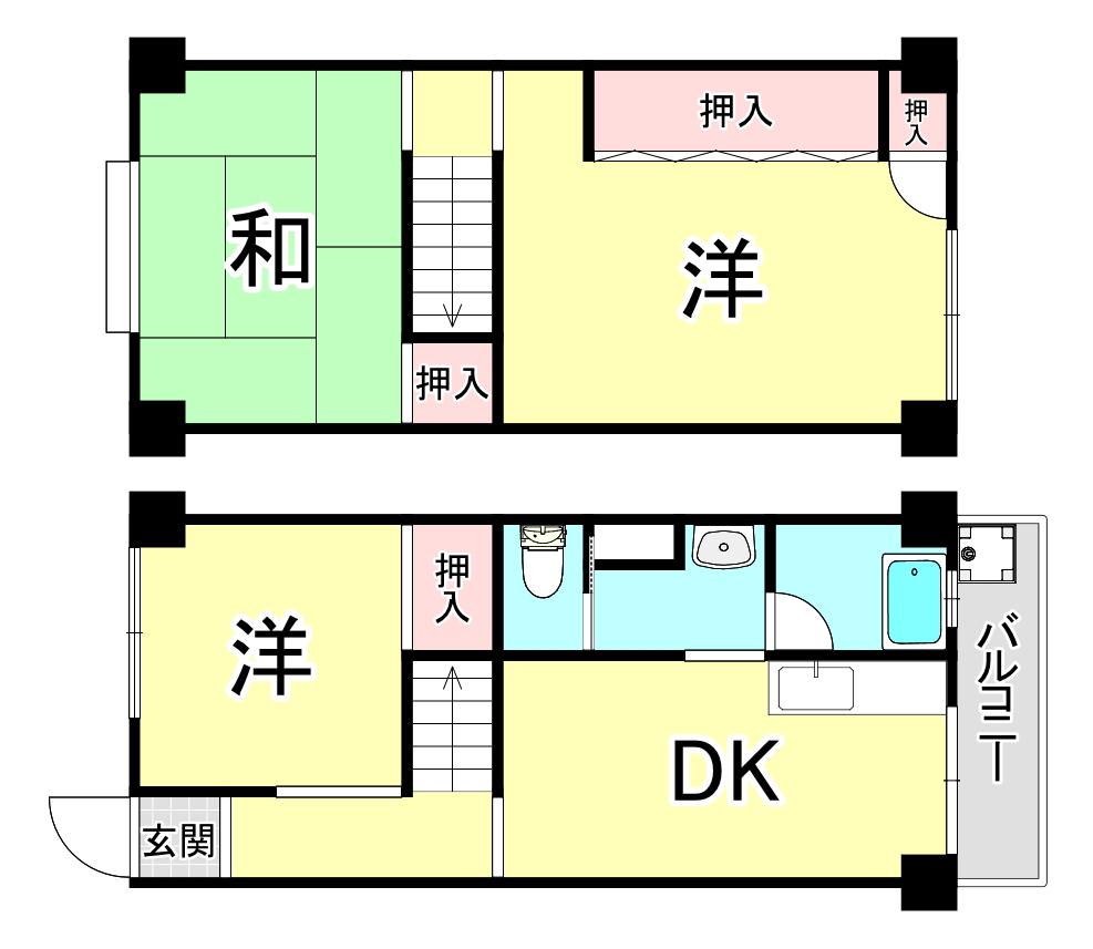 高丸ビルA棟(3DK/2階)の間取り写真