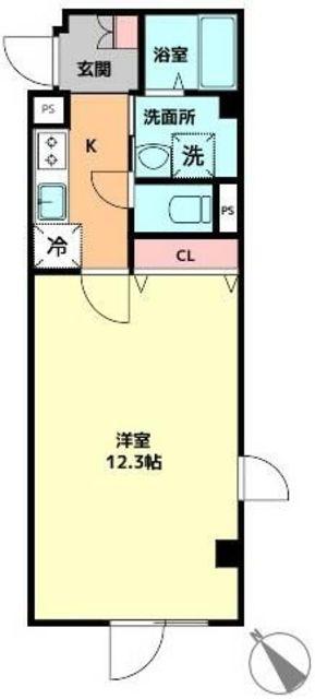 PREMIER古淵II(1K/2階)の間取り写真