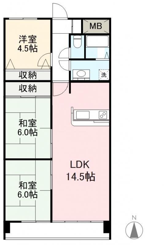 ガーデンセプト桜町(3LDK/4階)の間取り写真