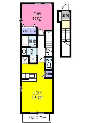 サンホライズンガーデン(1LDK/2階)の間取り写真