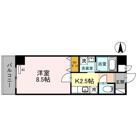 MAPLE夕陽丘(1K/6階)の間取り写真