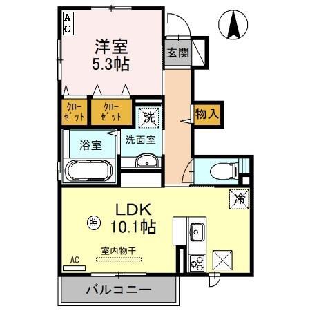 グリーンハイツ(1LDK/1階)の間取り写真