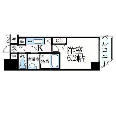 プレサンス心斎橋クオーレ(1K/8階)の間取り写真