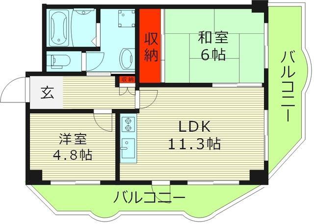 サンファミリーⅡ(2LDK/3階)の間取り写真