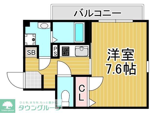 ヴィルウィング(1K/2階)の間取り写真