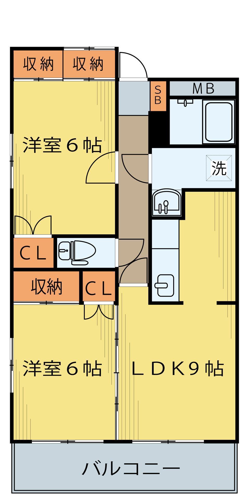 タウンコート泉崎(2LDK/2階)の間取り写真