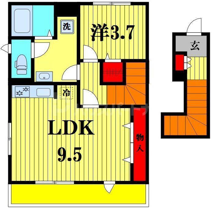 リーブルファイン松戸大金平(1LDK/2階)の間取り写真