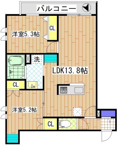 PACE FUJISAWA(2LDK/2階)の間取り写真