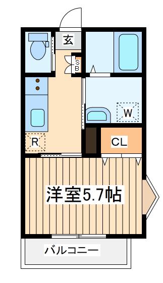 メルディア中河原(1K/3階)の間取り写真