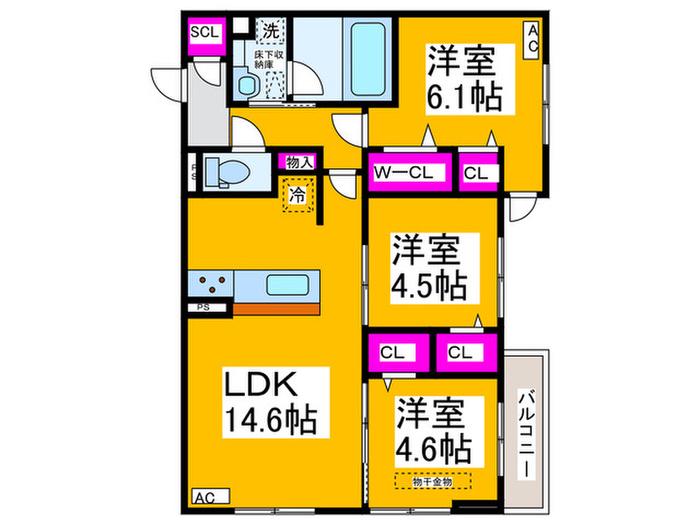 フォレストガーデン北花田(3LDK/1階)の間取り写真