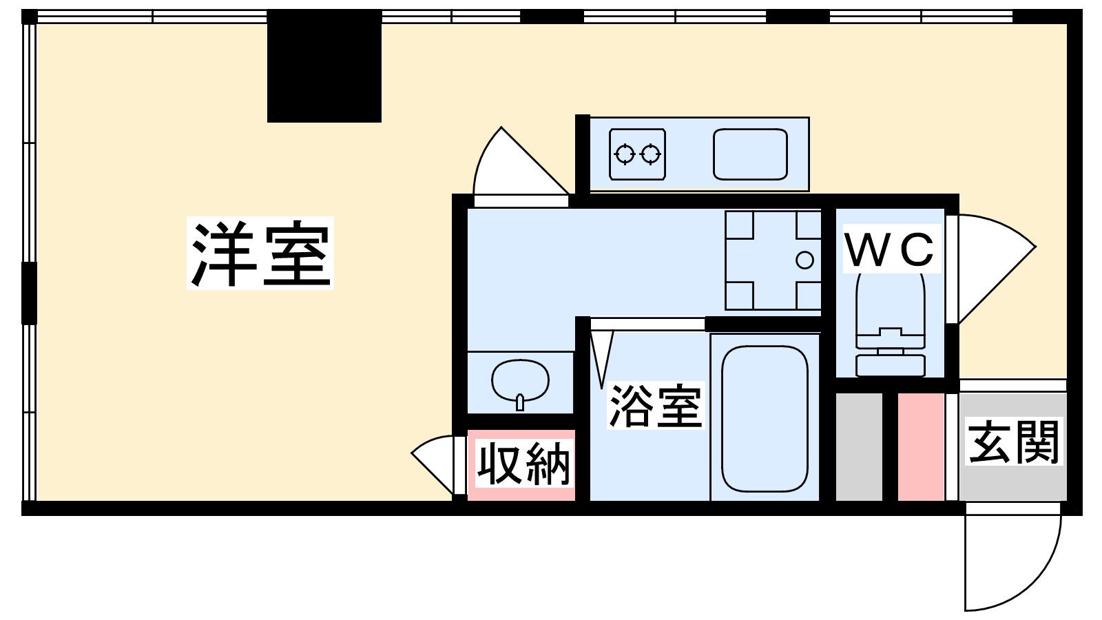 ラムール西天満(ワンルーム/2階)の間取り写真