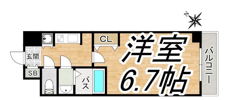 アクアプレイス福島EYE(1K/10階)の間取り写真