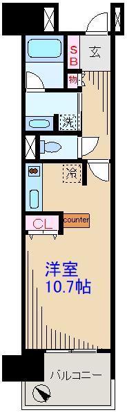 クロスレジデンス東十条(ワンルーム/4階)の間取り写真