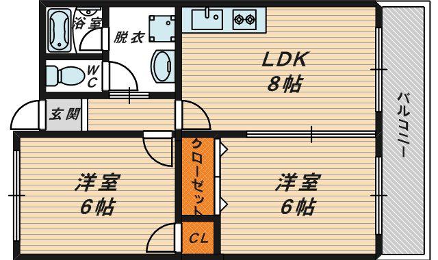 スギタ高殿ハイツ(2LDK/1階)の間取り写真