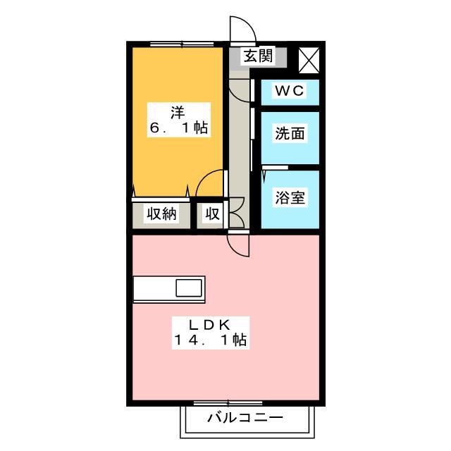 LUCE.K(1LDK/1階)の間取り写真
