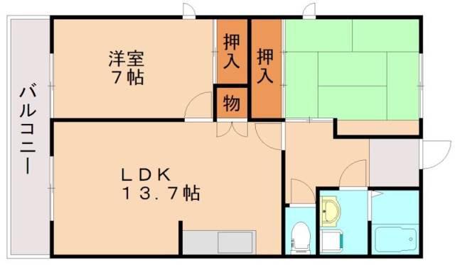 久保井コーポ(2LDK/3階)の間取り写真