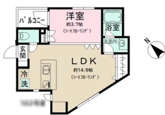 グランニール梅ヶ丘(1LDK/1階)の間取り写真