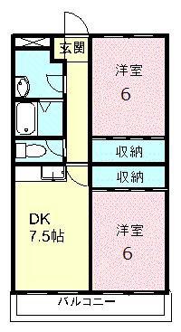 サンロイヤルマンション(2DK/2階)の間取り写真