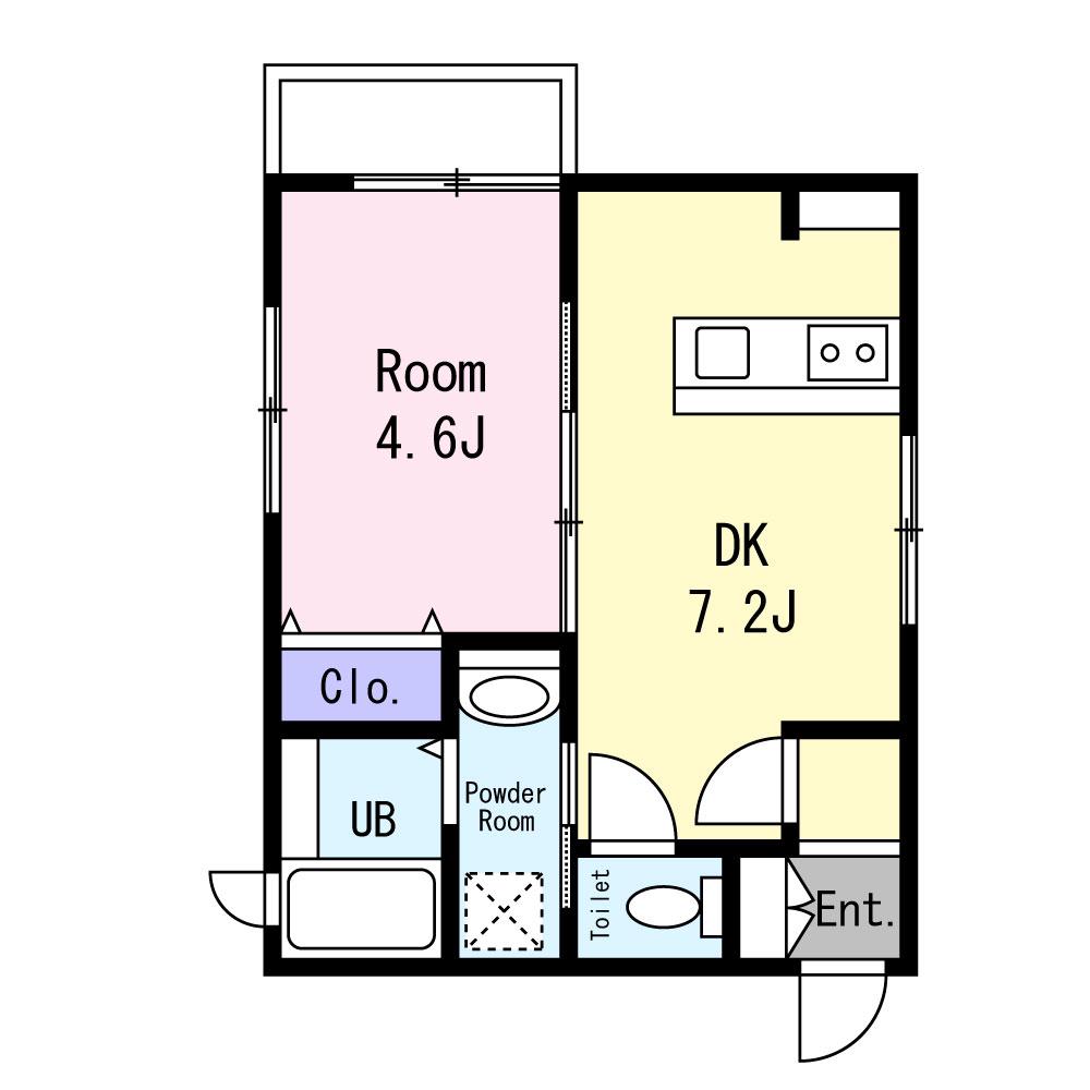 LA MAISON DU BONHEUR(1DK/1階)の間取り写真