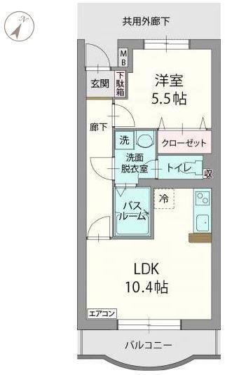 アビタシオンB(2LDK/3階)の間取り写真