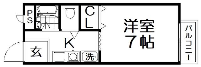 サンシティクロダ(1K/1階)の間取り写真