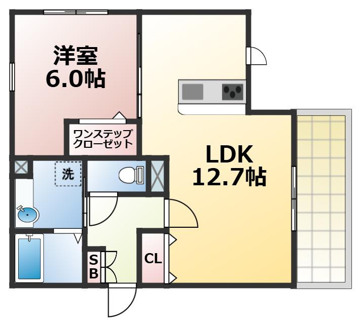 ヴィレッタ勝山南(1LDK/3階)の間取り写真