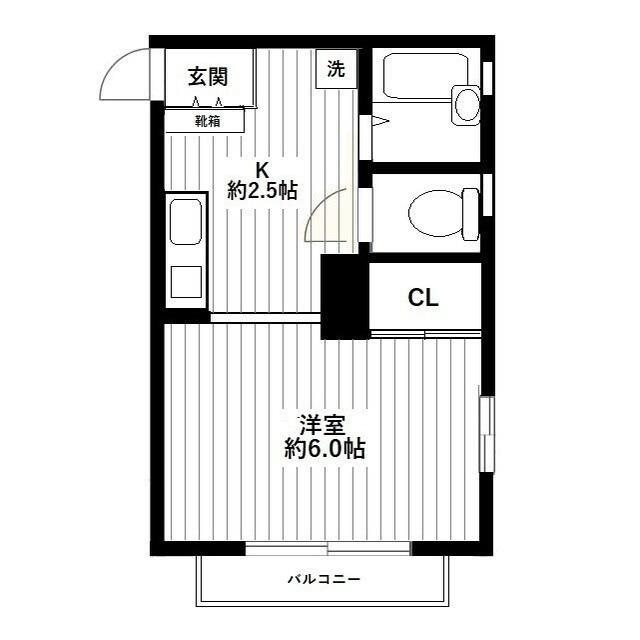 西武池袋線 東長崎駅 徒歩3分 2階建 築26年(1K/2階)の間取り写真