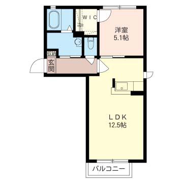 ベニールA(1LDK/2階)の間取り写真