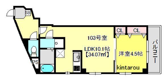 REGULUS本大久保(1LDK/1階)の間取り写真