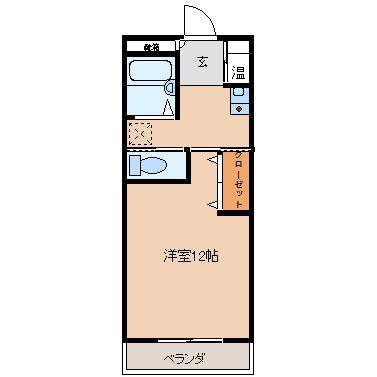グランデ松川(1K/2階)の間取り写真