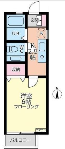 ヴィラージュ菅田(1K/2階)の間取り写真