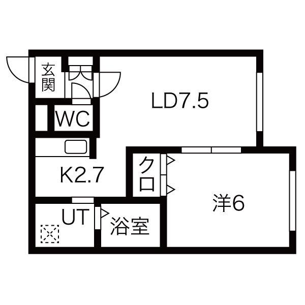 ベルブラン小樽(1LDK/1階)の間取り写真