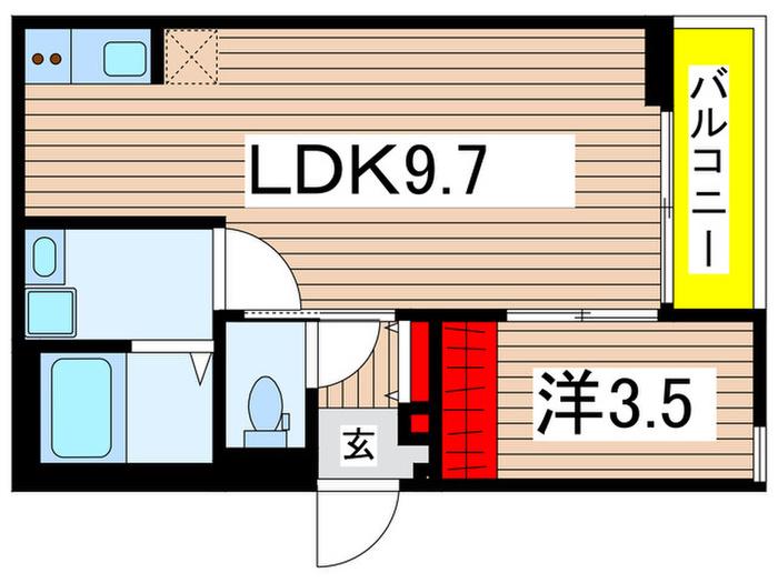LUSSO東本町(1LDK/1階)の間取り写真