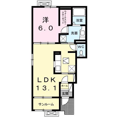 エアリーメゾンI(1LDK/1階)の間取り写真