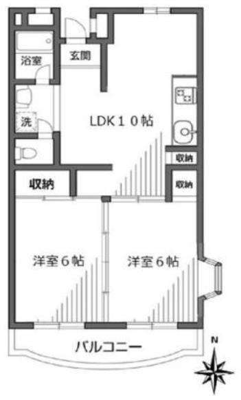 ファルム烏山(2LDK/5階)の間取り写真