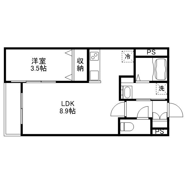 月光道三町(1LDK/1階)の間取り写真