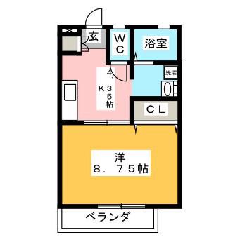 グリーンフォレスト(1K/1階)の間取り写真
