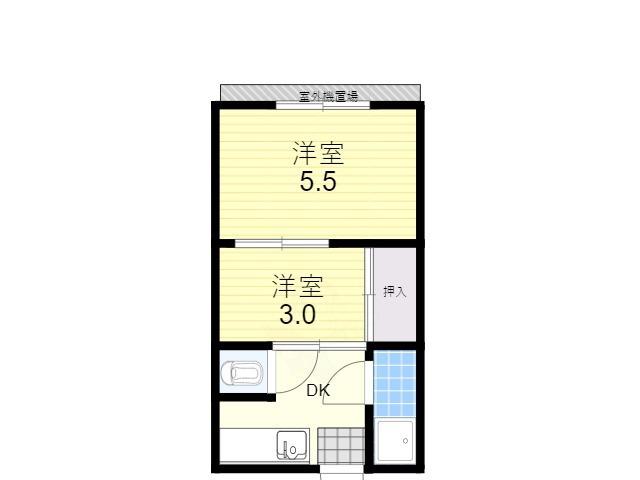 白雪マンション(2DK/3階)の間取り写真