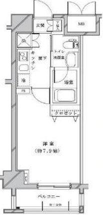 ライジングプレイス浅草参番館(1K/4階)の間取り写真