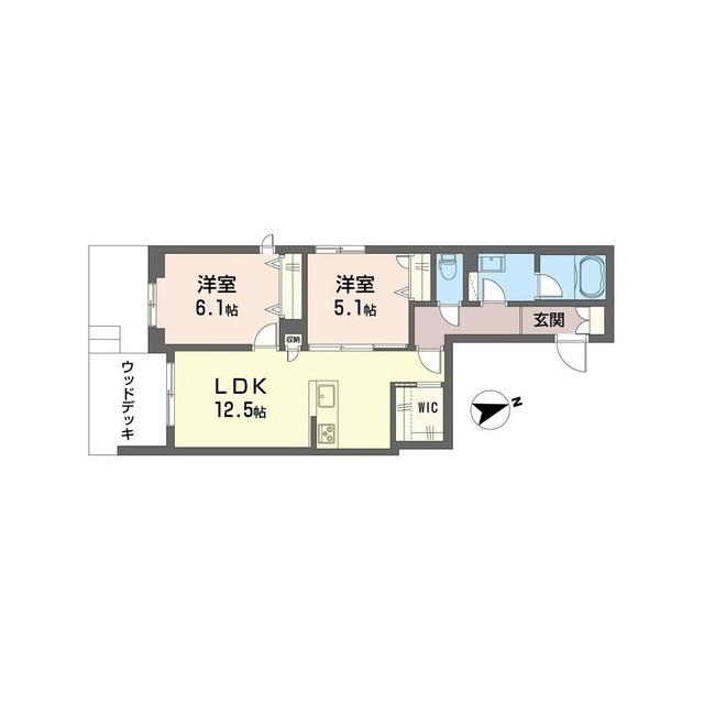 ルリアン(2LDK/1階)の間取り写真