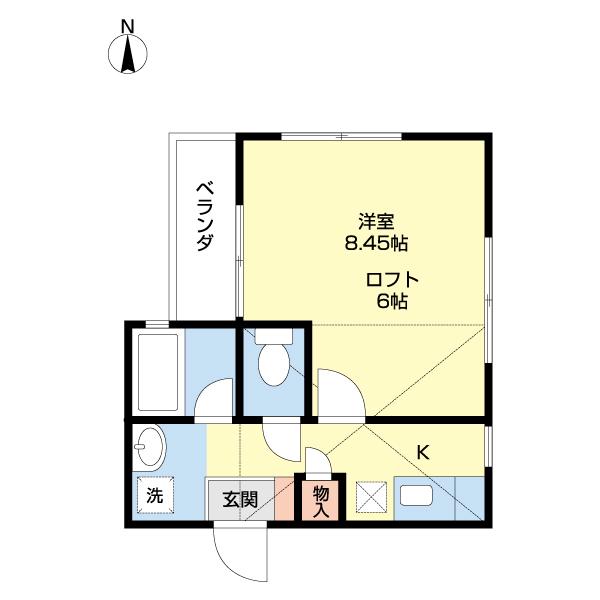 ラ・グラース吹屋町(1K/2階)の間取り写真