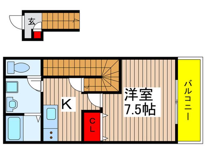 ジーメゾン八千代台(1K/2階)の間取り写真