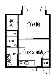 ヒルズA(1DK/2階)の間取り写真