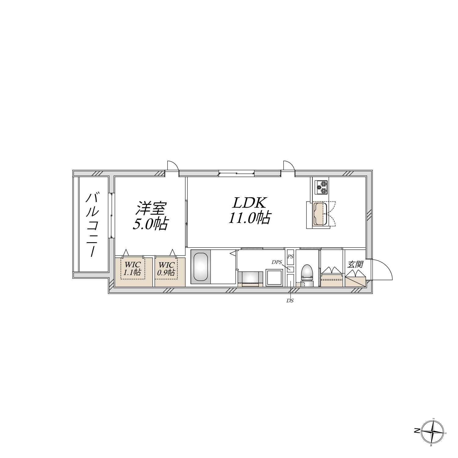 THE BAY LUXE CBY(1LDK/3階)の間取り写真