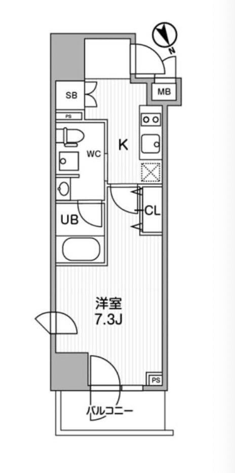 ステージファースト浅草橋II(1K/2階)の間取り写真