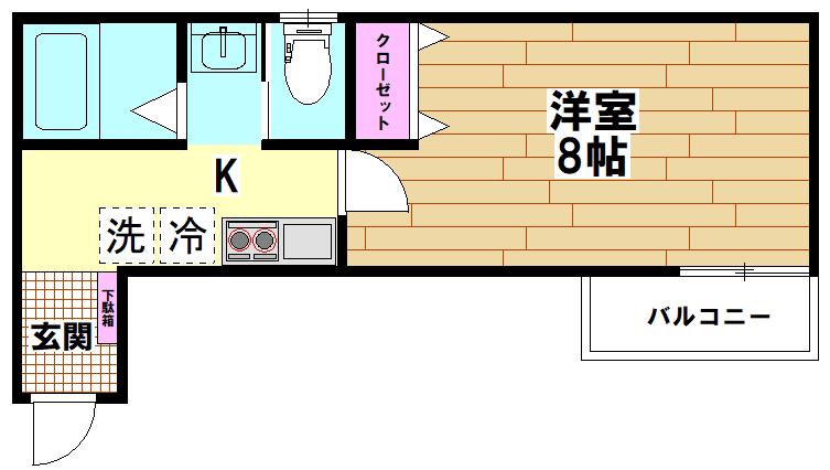 G.FLAP(1K/1階)の間取り写真